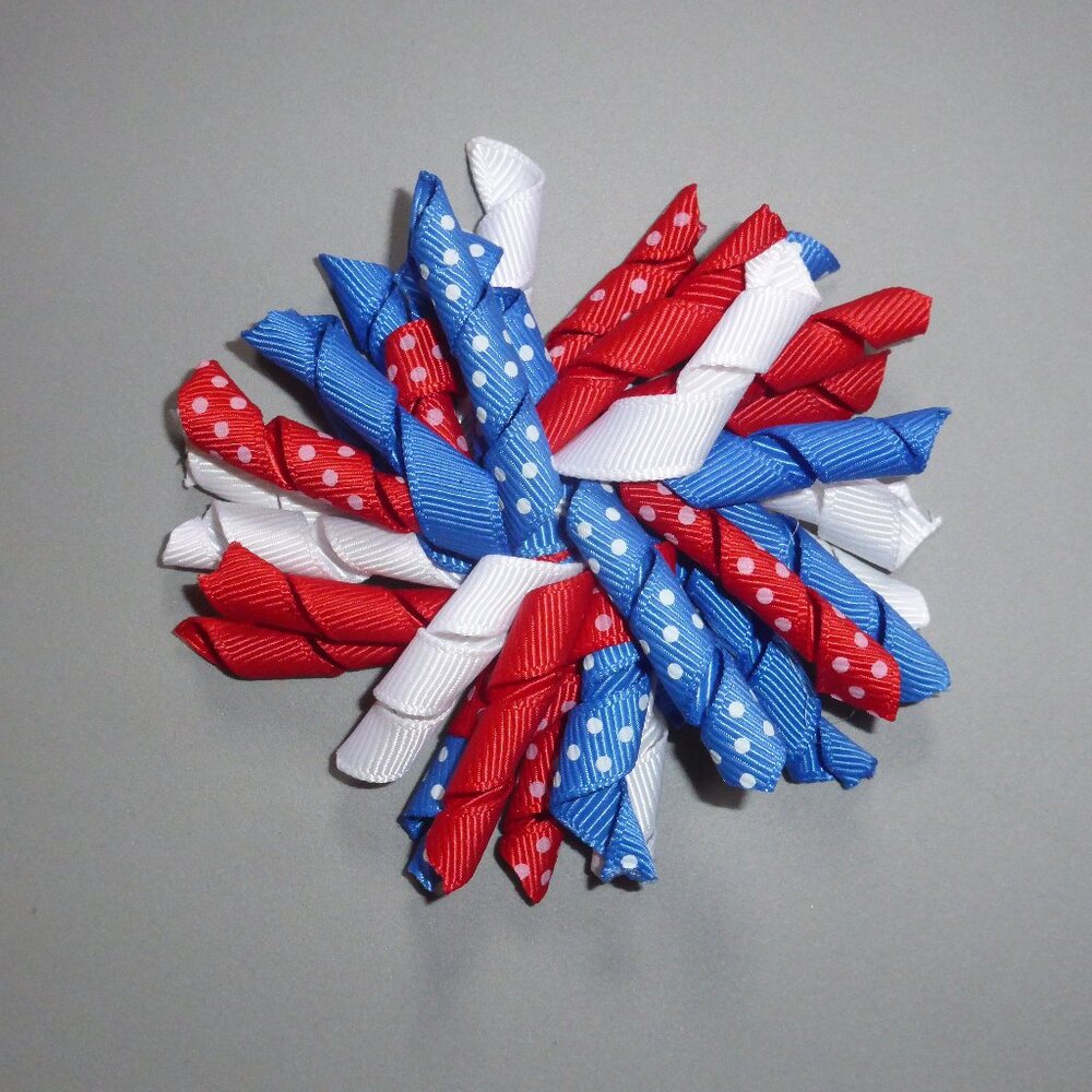 4th of July Patriotic Girls Curly Ribbon Hair Tie 3.5 Inches
